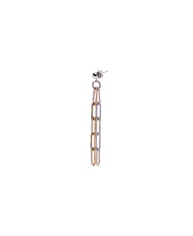 Duo Link chain earring - GOLD AND SILVER