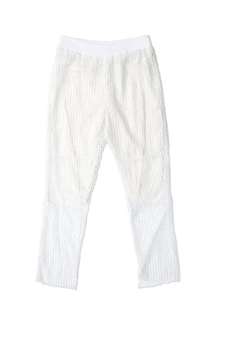 White sequin crochet Grid Trouser