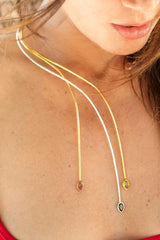 Orange & Yellow Tourmaline Hang Loose Choker Necklace