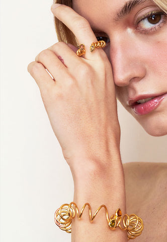 Orange & Yellow Tourmaline Curl Cuff Bracelet