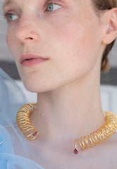 Pink Tourmaline Curl Open Collar Necklace