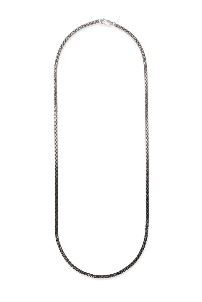 Silver & Black Rhodium Ombre Box Chain Necklace