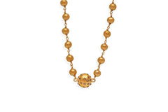 Gray Diamond Gold Zodiac Rosary Bead Necklace