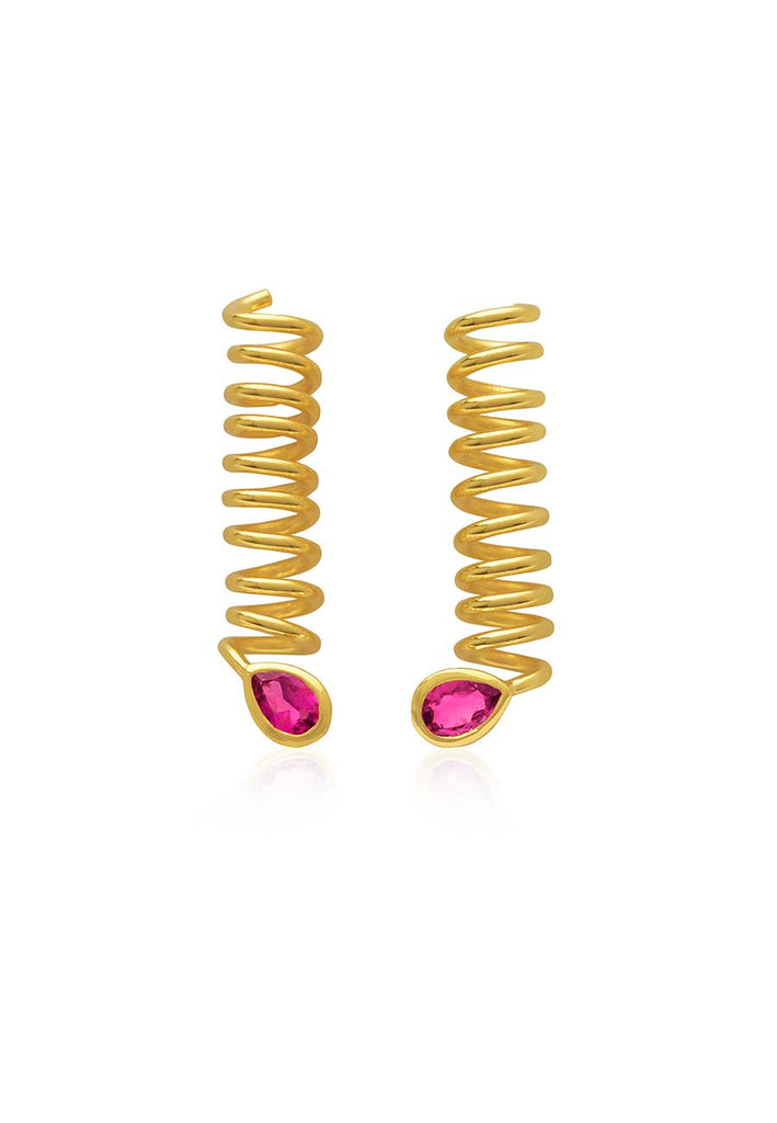 Pink Tourmaline Curl Drop Earrings