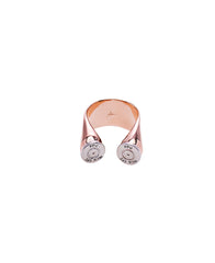 GRAY DIAMOND 223 REM DOUBLE BULLET RING- TWO TONE ROSE GOLD AND SILVER