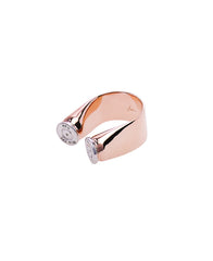 GRAY DIAMOND 223 REM DOUBLE BULLET RING- TWO TONE ROSE GOLD AND SILVER