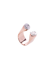 GRAY DIAMOND 223 REM DOUBLE BULLET RING- TWO TONE ROSE GOLD AND SILVER