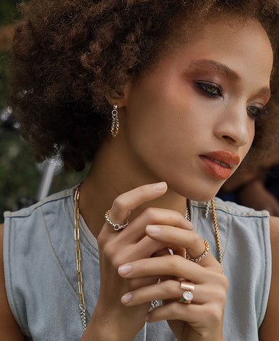 Gold & Silver Ombre Box Chain Ring