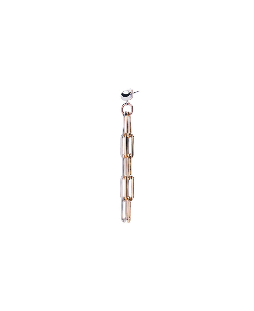 Duo Link chain earring - GOLD AND SILVER