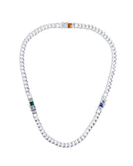 Tricolor Gemstone Curb Link Bon Bon Necklace
