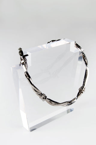 Barbed Wire Open collar Necklace - Rhodium