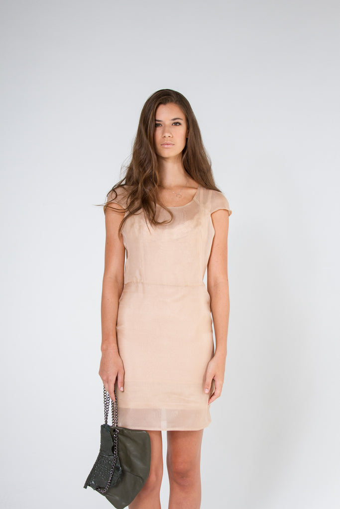 organza shift dress Liquid Organza Shift Dress w/ Pleat Neck 10 / Charcoal XN