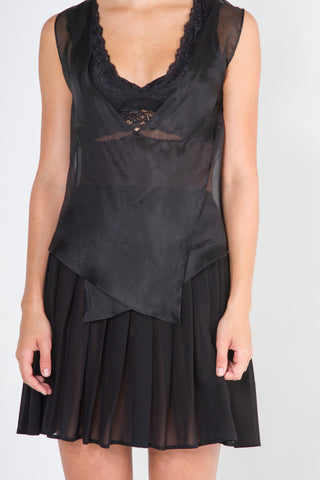 Silk Organza Crossover V-Neck Top