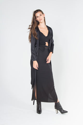 Silk Side Split Maxi Skirt