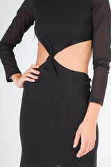 Silk Knotted Cutout Mini Dress
