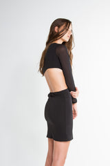 Silk Knotted Cutout Mini Dress