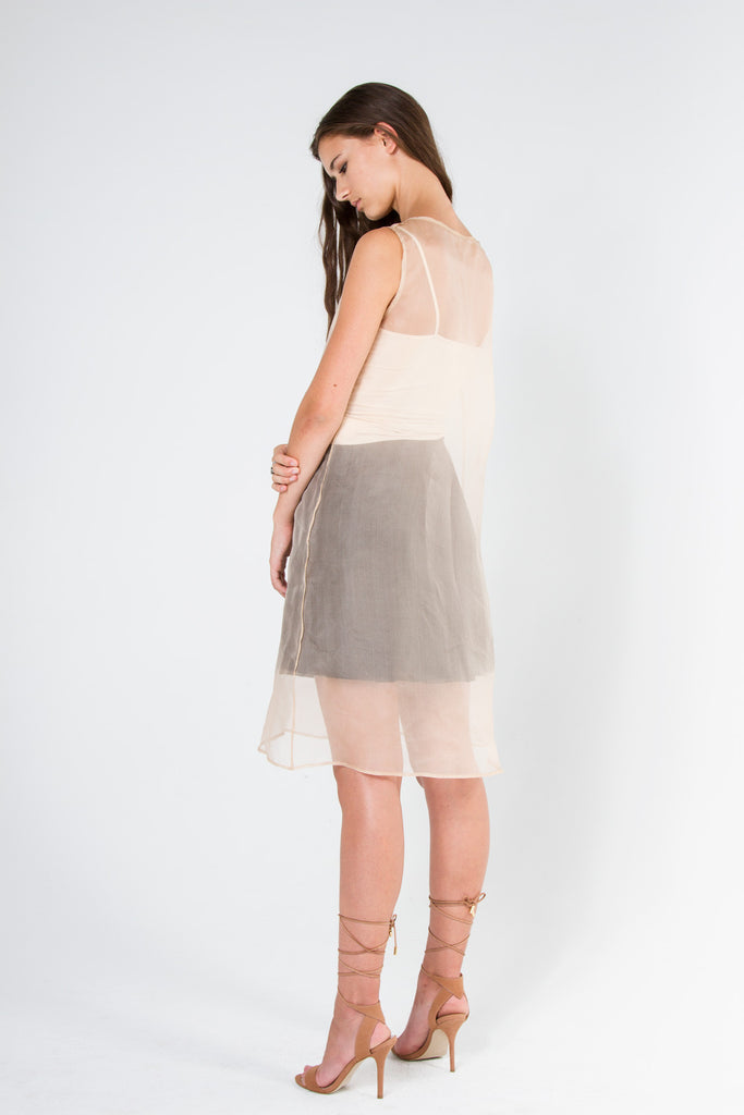 organza tunic dress Silk organza shirt dress with Iris print