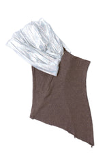 Pleated Lamé One Shoulder Top