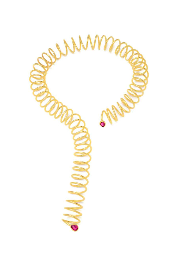 Pink Tourmaline Curl Drop Necklace