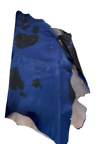 Black and Blue Calf Hair Mini Western Skirt