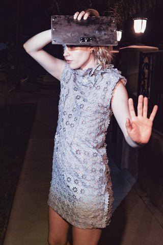 Laser Cut-Out Floral Shift Dress
